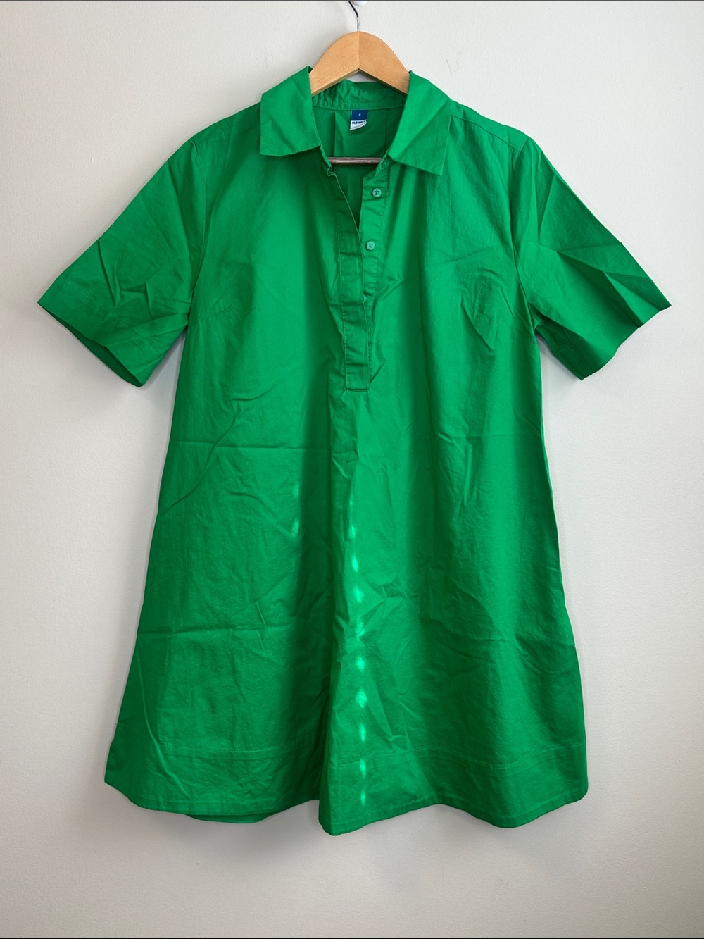 Old Navy Bright Green Short-Sleeve Shirt Dress Size Small